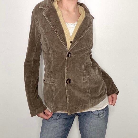 Y2k faded glory grayish brown corduroy blazer - Picture 1 of 8